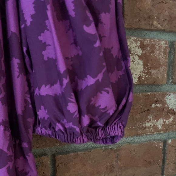 Emily Lovelock Purple Floral Patterned Puff Sleeve Women's Dress - Picture 6 of 9